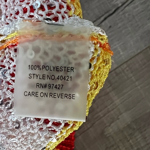 Dolce Cabo micro mesh sequined striped v neck cold shoulder top sz M NWT - Picture 9 of 10